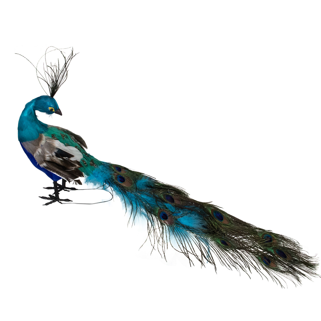 Magnificent Peacock Clip Ornament with Feather Tail