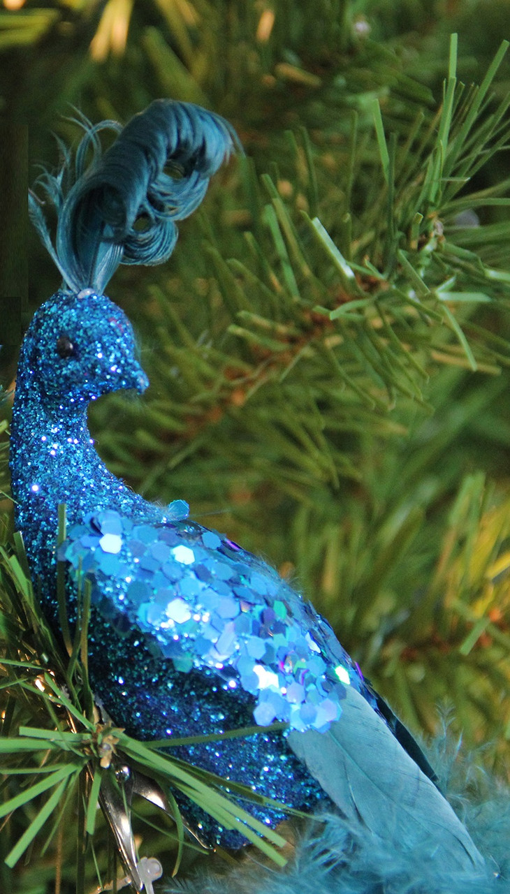 Northlight 12 Teal and Green Peacock with Jewel Clip-On Christmas Ornament