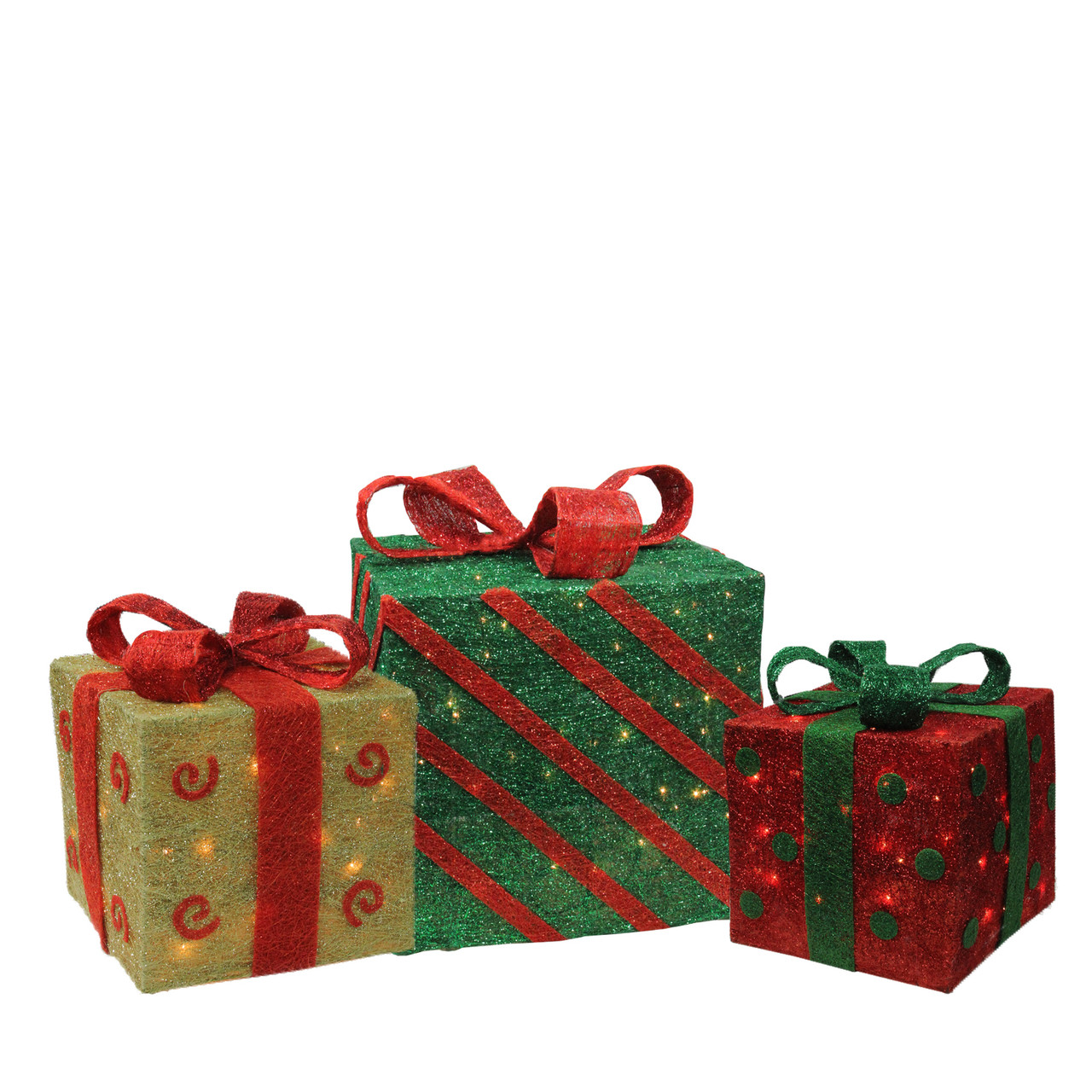 Home Holiday Accent 3-Piece Iridescent Ribbon Presents Holiday