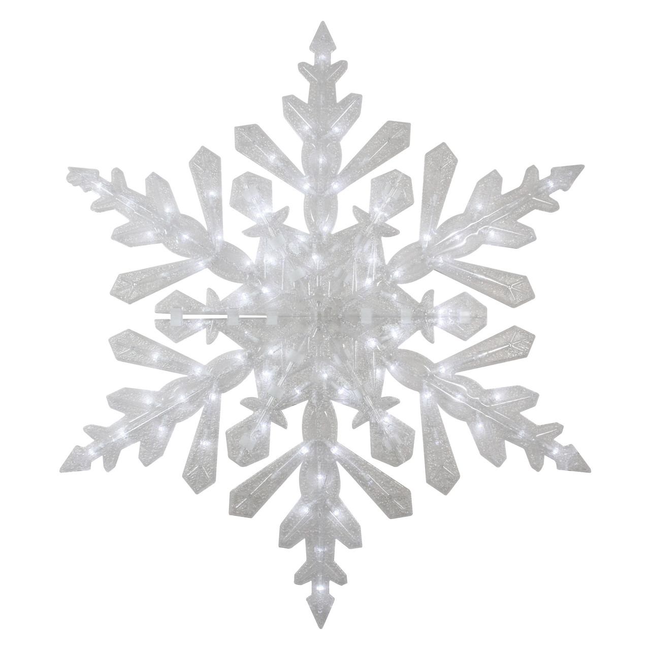  Large Snowflakes - Set of 5 White Glittered Snowflakes