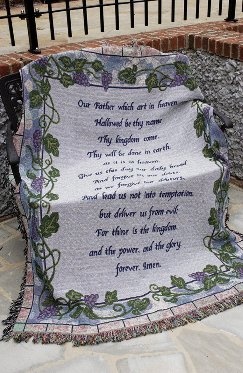 The Lord's Prayer Religious Grape Vine Tapestry Throw Blanket 50" x 60"  Christmas Central