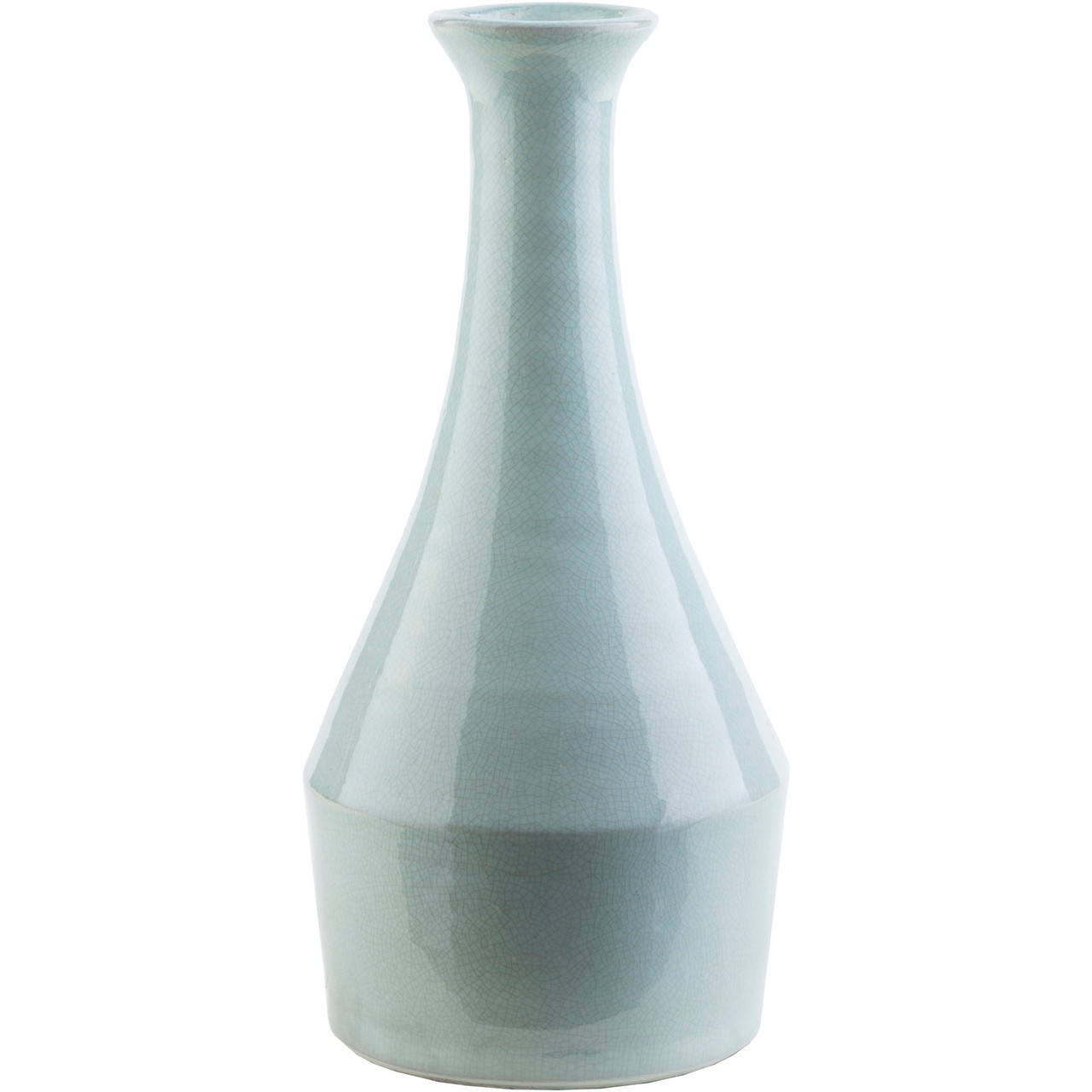 Trumpet Shiny Mint Blue Decorative Table Top Ceramic Vase 13.25
