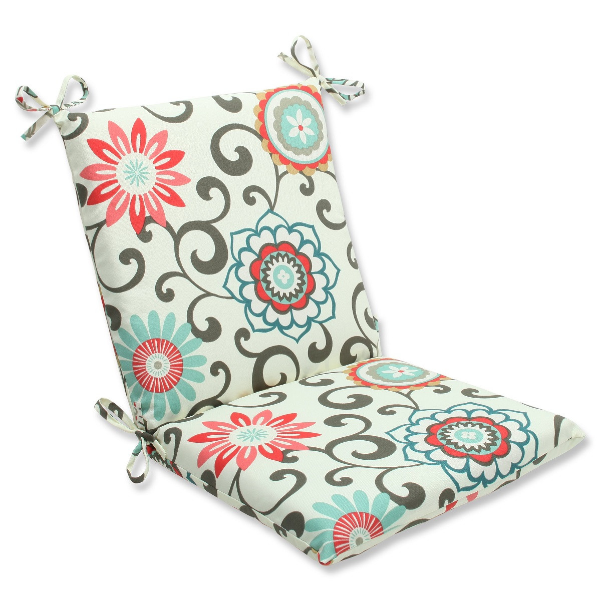 Floral Vines Square Edged Outdoor Patio Chair Cushion