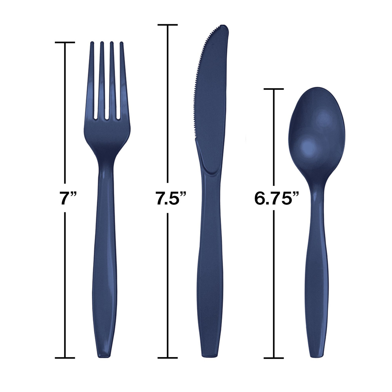 Club Pack of 288 Navy Blue Premium Heavy-Duty Plastic Party Knives, Forks  and Spoons