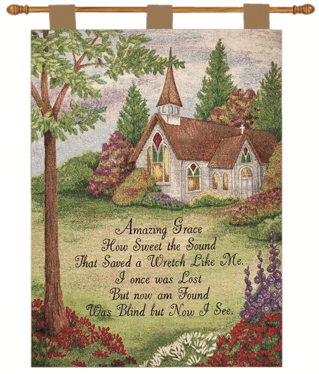 Amazing Grace Church In The Country Wall Art Hanging Tapestry 26 X 36 Christmas Central