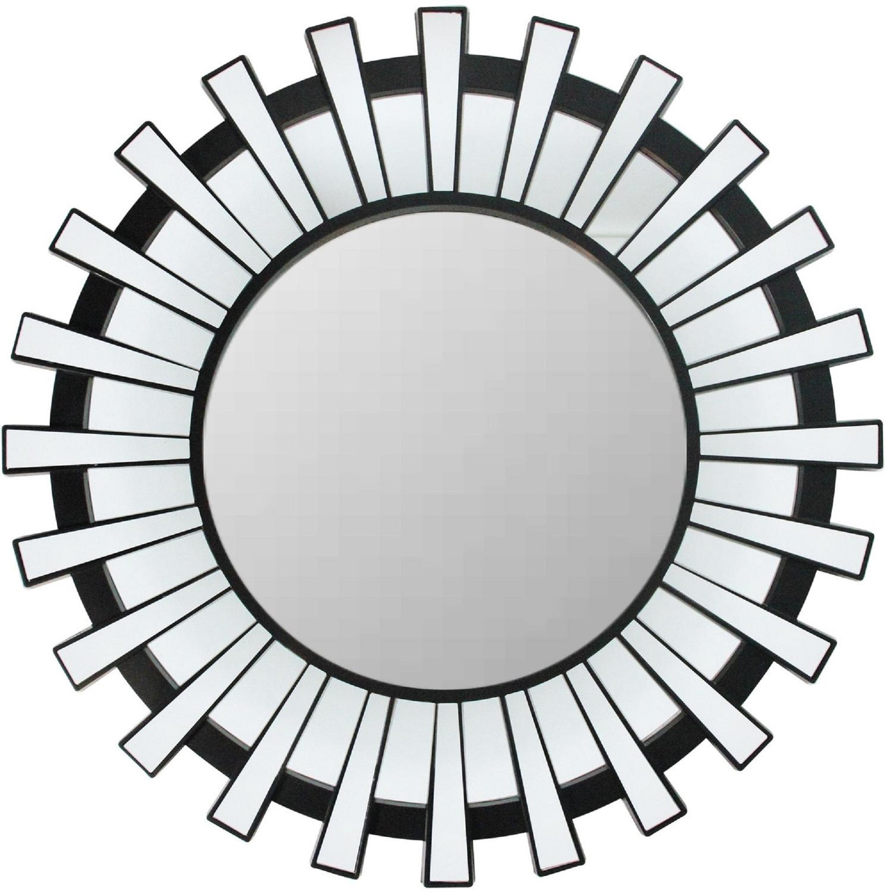 Northlight Floral Sunburst Matte Black Round Mirrors 9.5