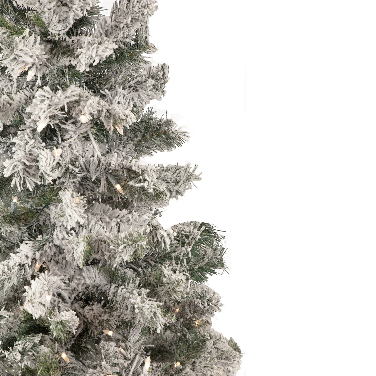 4.5' Pre-Lit Flocked Pine Medium Artificial Christmas Tree - Clear ...