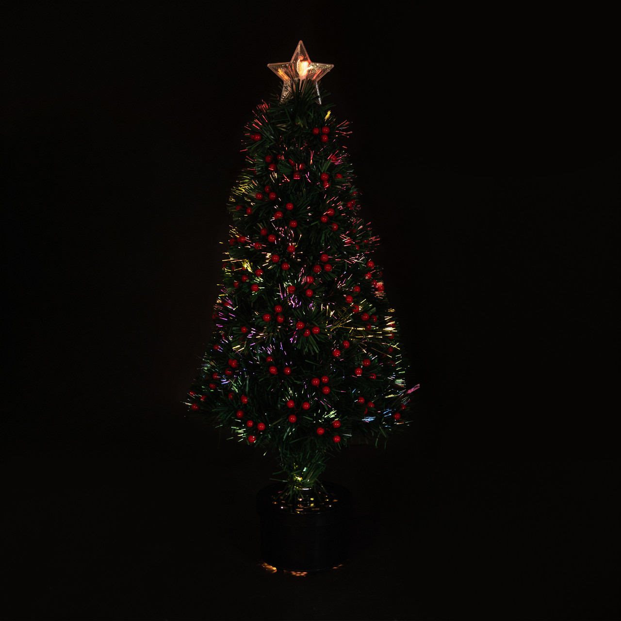 ブラックファイバーツリーfibre optic christmas tree 32 in Prelit Fiber Optic Artificial Black mini Christmas Tree