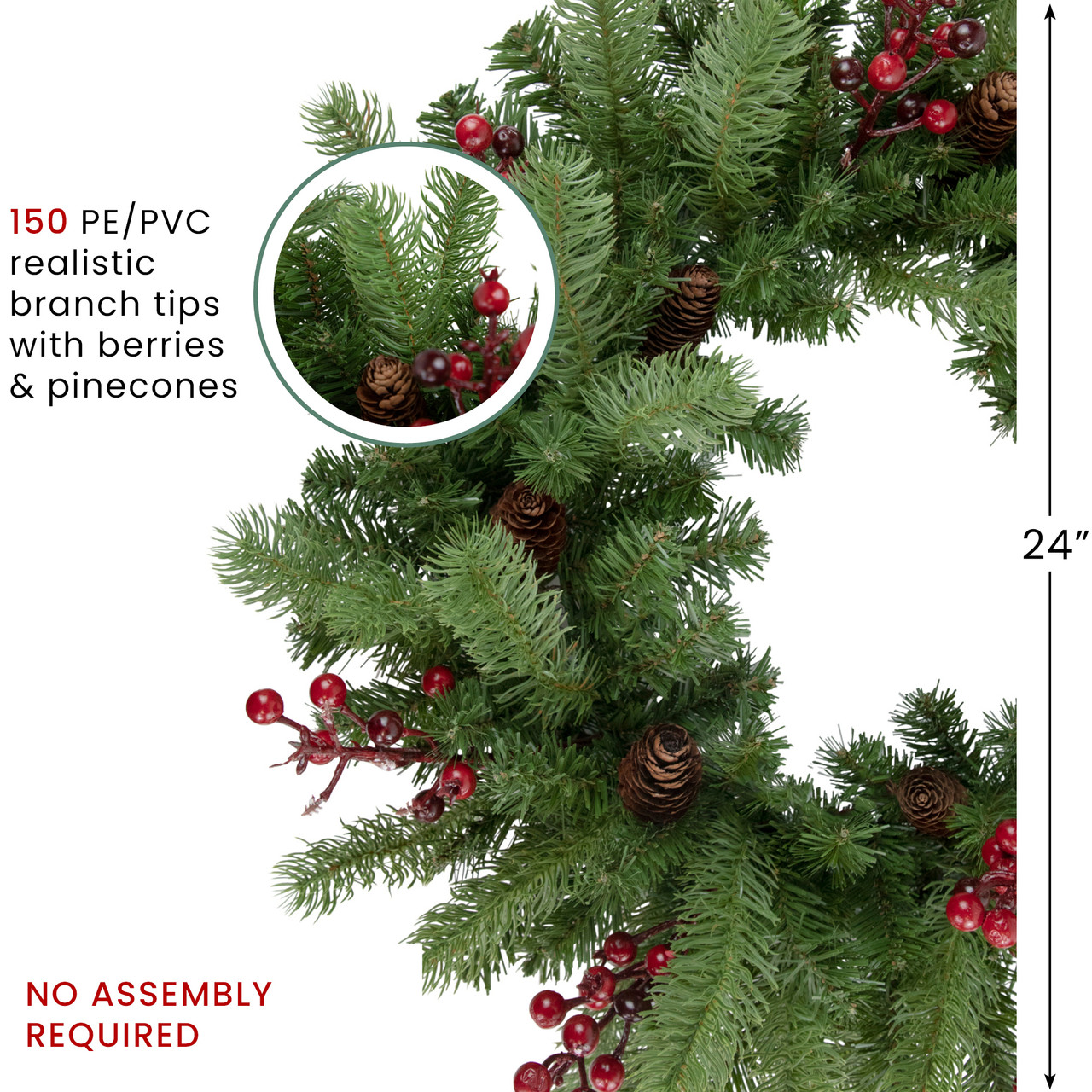 Real Touch™️ Noble Fir with Berries Artificial Christmas Wreath - Unlit ...