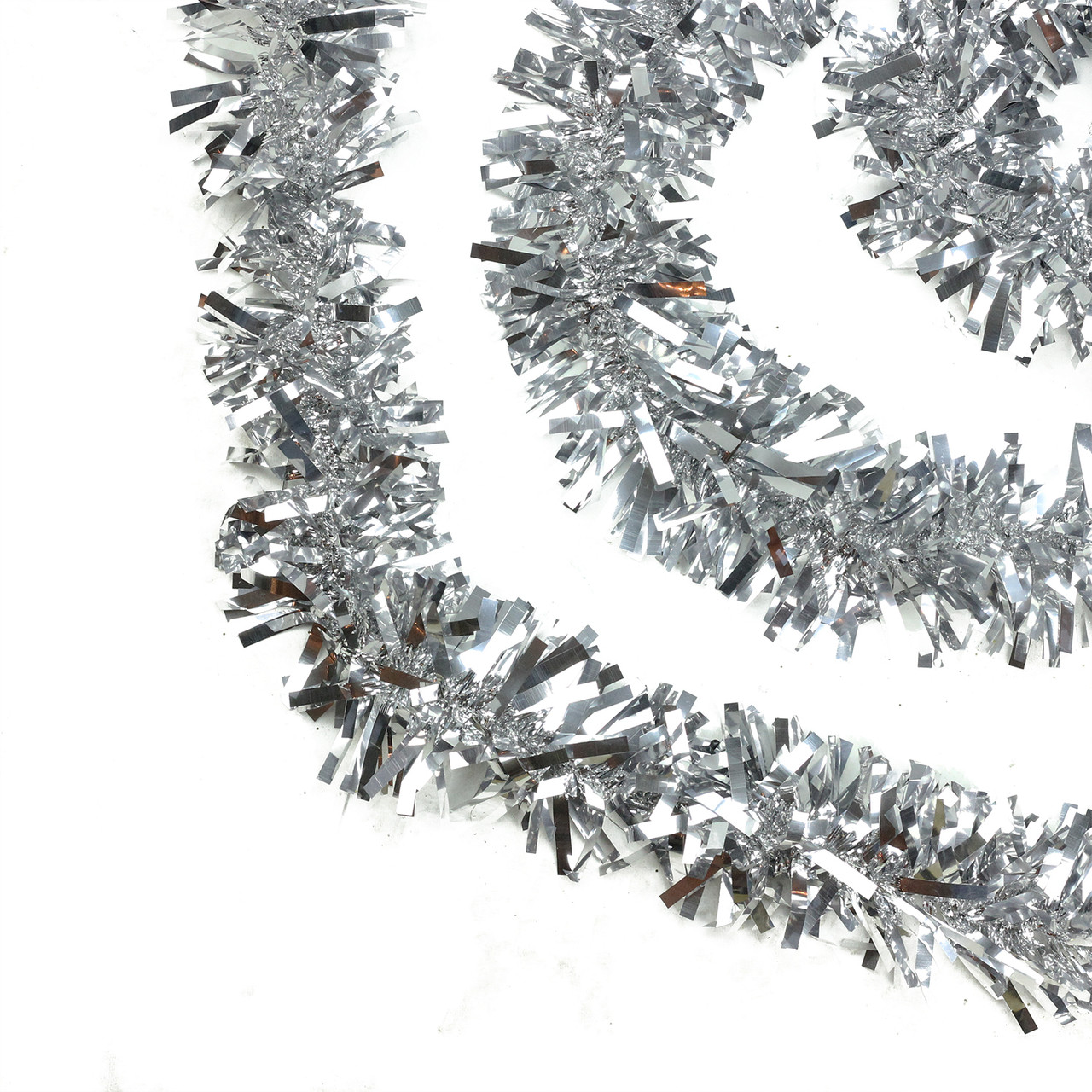 50' x 3 Silver Boa Wide Cut Tinsel Christmas Garland - Unlit