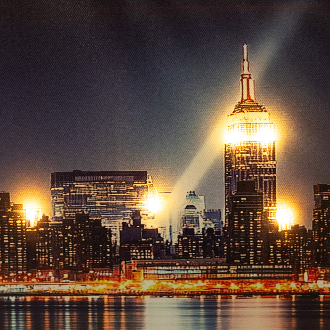 ニューヨーク夜景 ミラーライト ウォールアート LED Lighted New York City Skyline Canvas Wall Art - 15.75