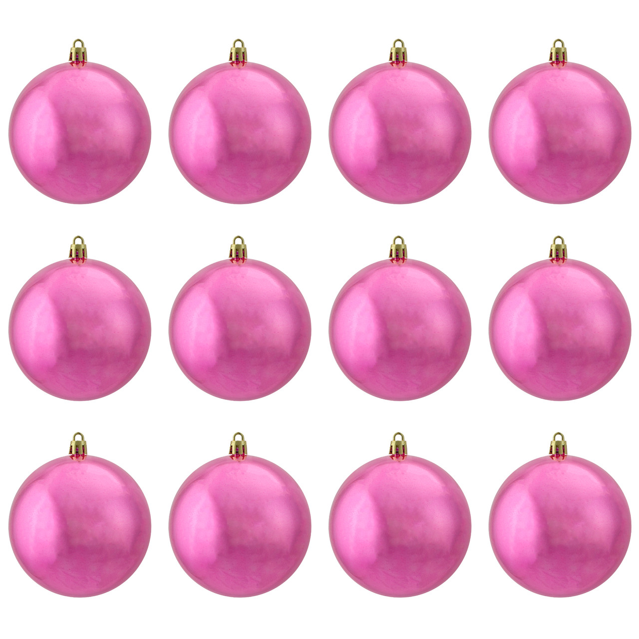 12ct Shiny Pink Shatterproof Christmas Ball Ornaments 4 Christmas Central