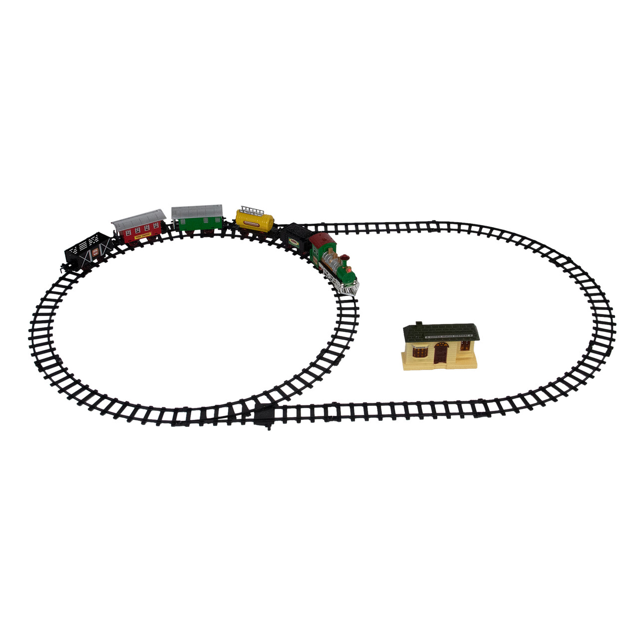 18-Piece Black & Green Battery Operated Animated Classic Model Train ...