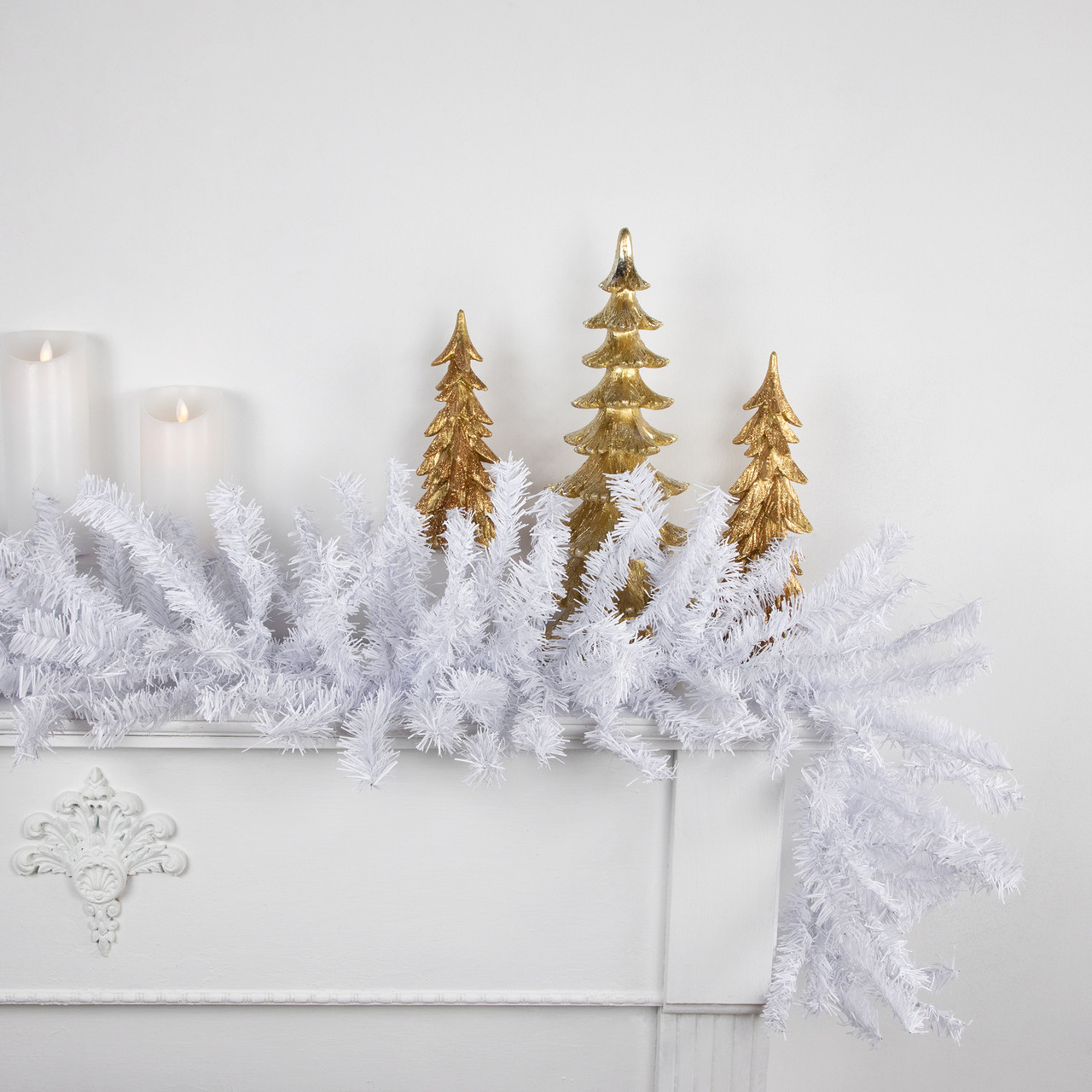 Northlight 9' x 10 Icy White Iridescent Spruce Artificial Christmas  Garland - Unlit