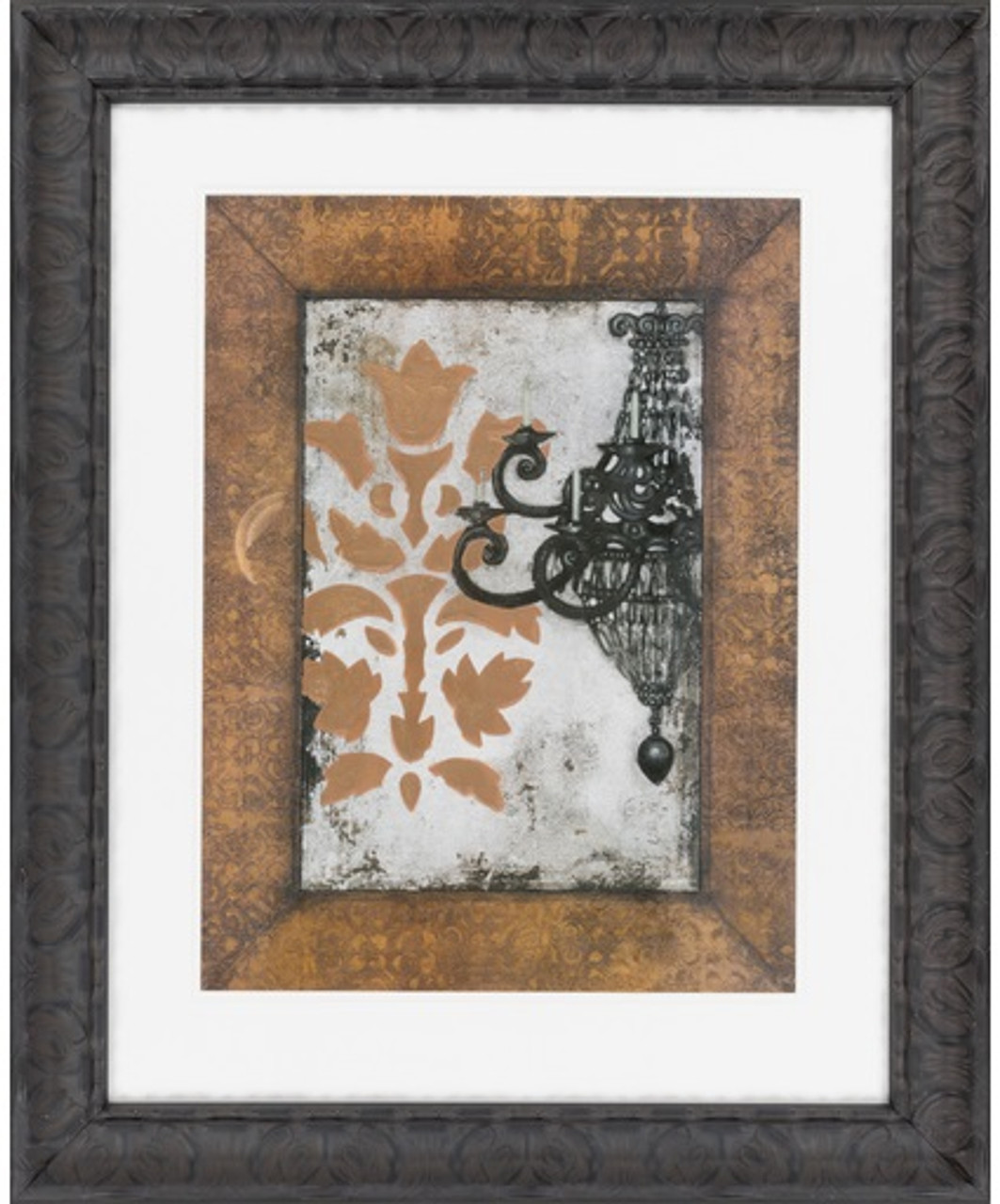 29 X 36 Antique Chandelier Ii Charcoal Black Framed Wall Art
