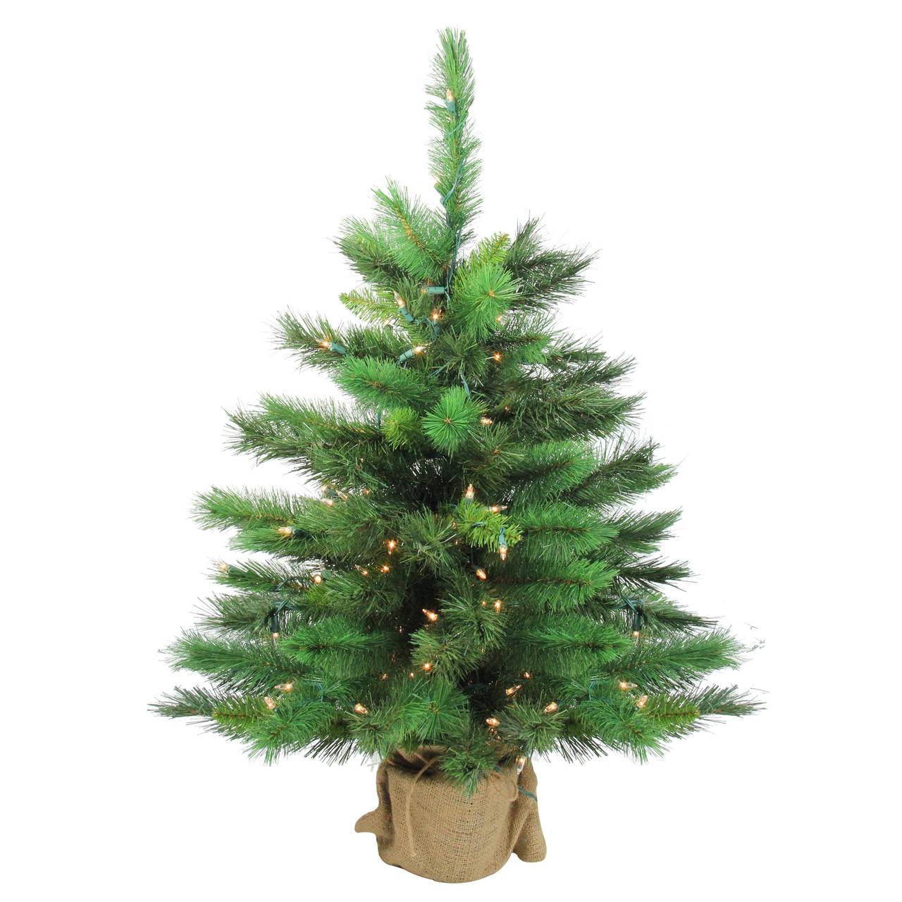 3' Pre-Lit Potted New Carolina Spruce Medium Artificial Christmas Tree ...