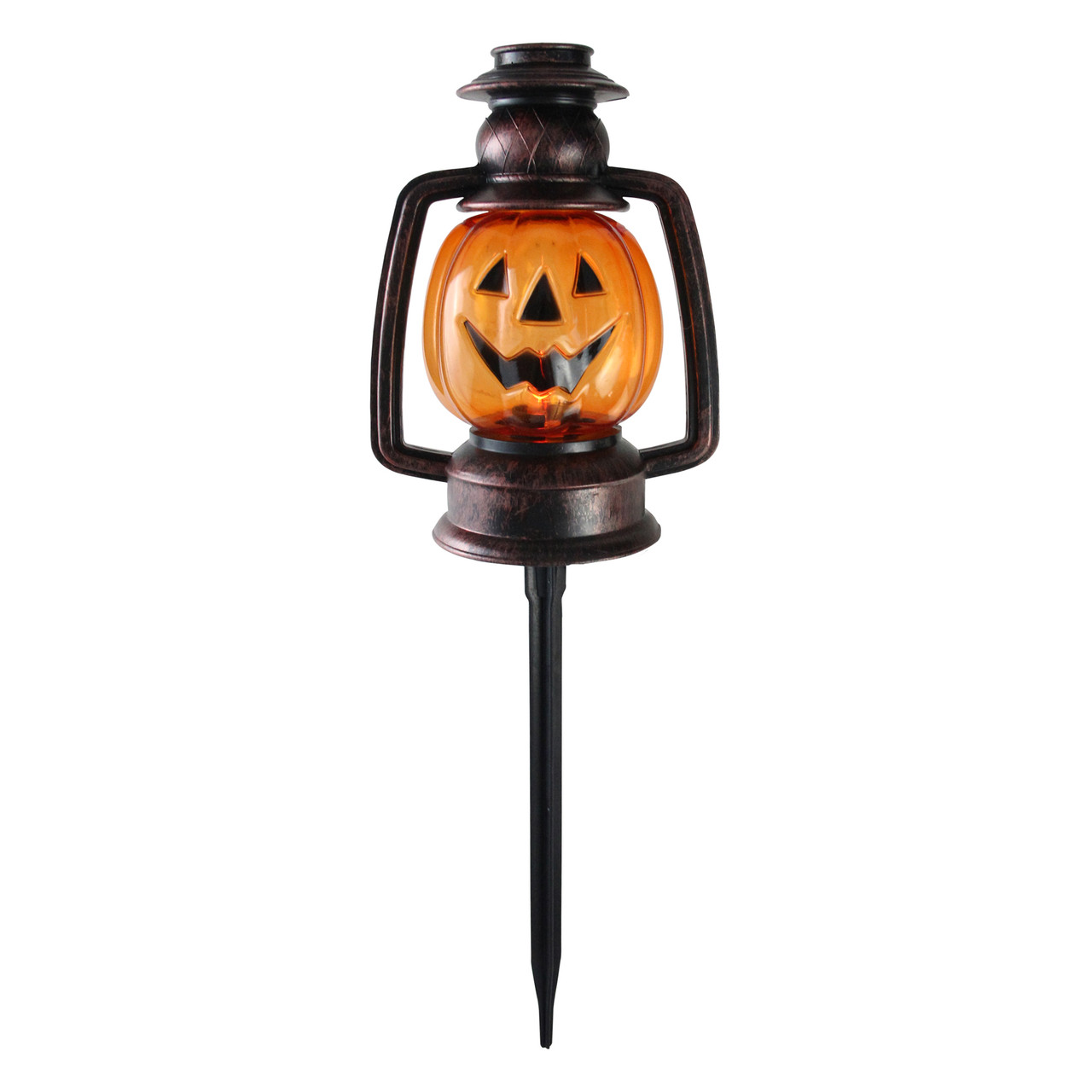Set of 3 Flickering Halloween Pumpkin Lantern Pathway Markers 15.5