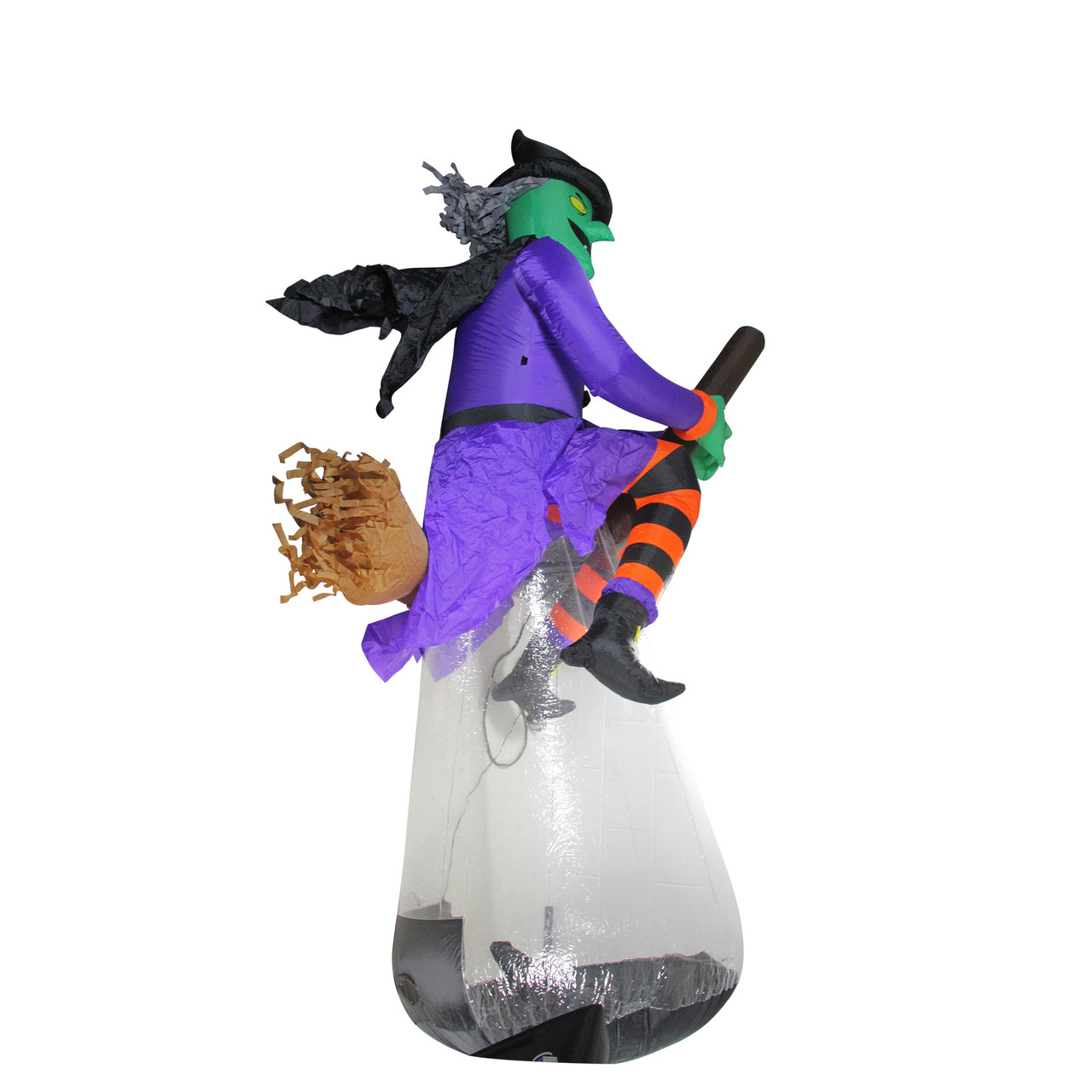10 Purple Black Led Lighted Inflatable Flying Witch With