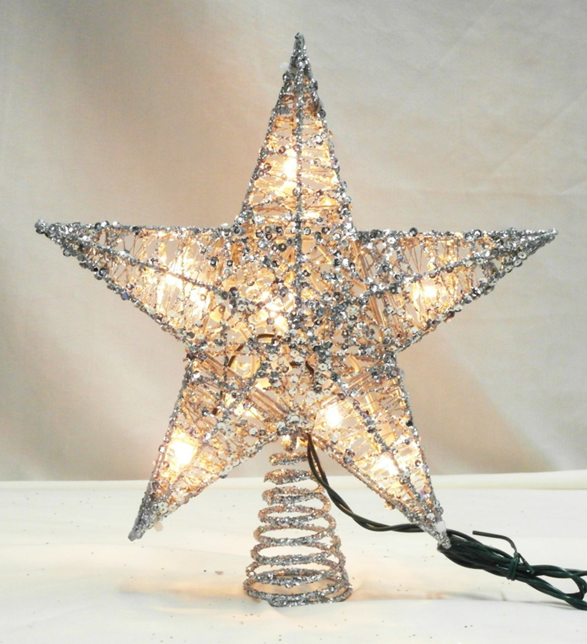 12 Lighted Glittering Silver Star Christmas Tree Topper Clear Lights   Apizjvmjf  76911.1508453054 