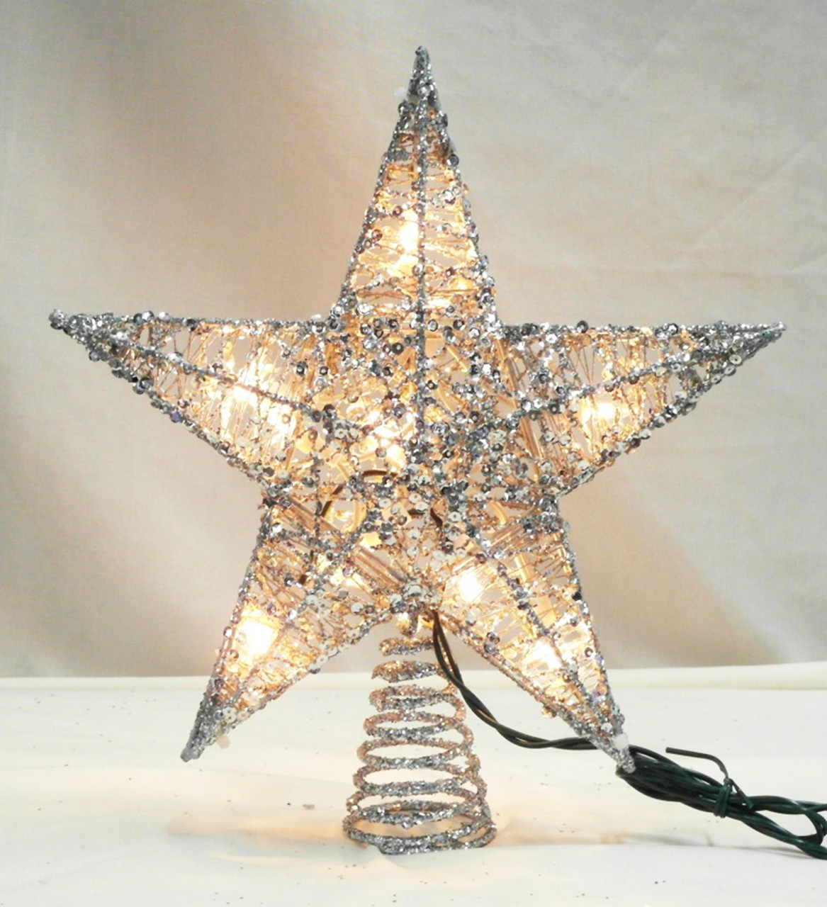 12" Lighted Glittering Silver Star Christmas Tree Topper - Clear Lights  Christmas Central