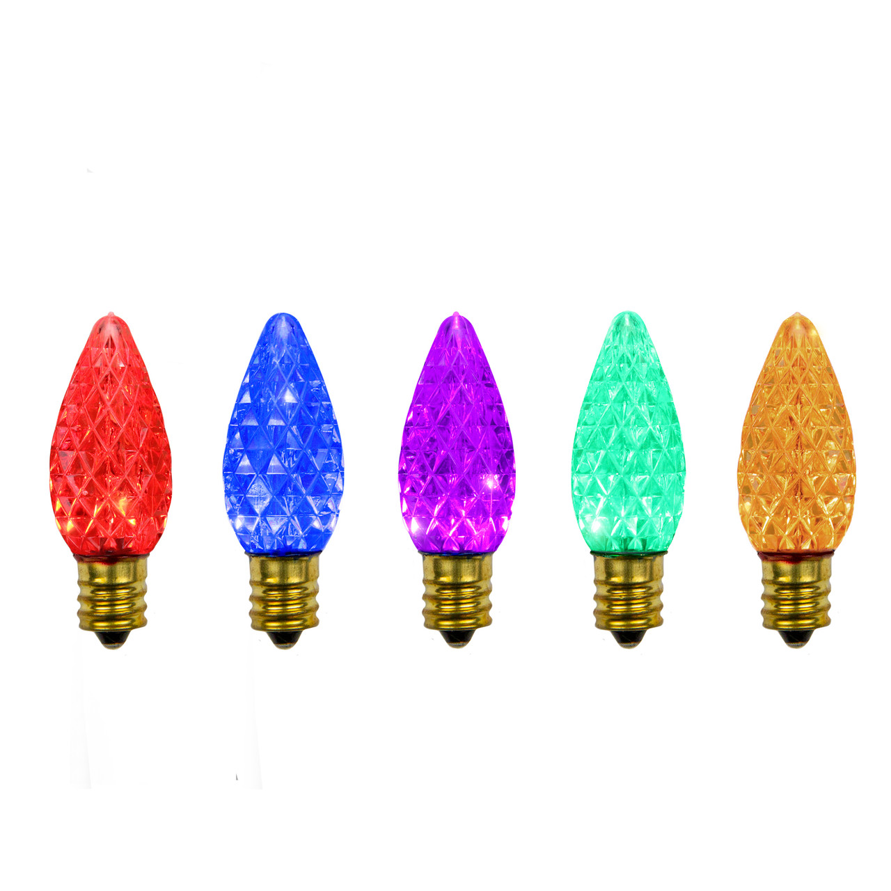 Pack of 25 Faceted C7 LED MultiColor Christmas Replacement Bulbs Christmas Central