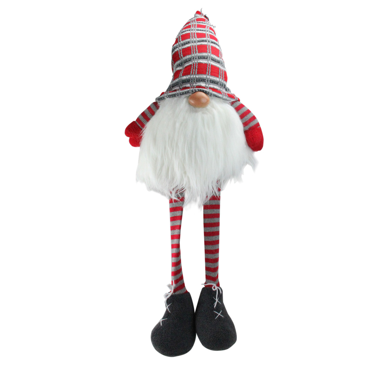 36” Red & Gray Traditional Christmas Santa Gnome with Dangling Legs ...