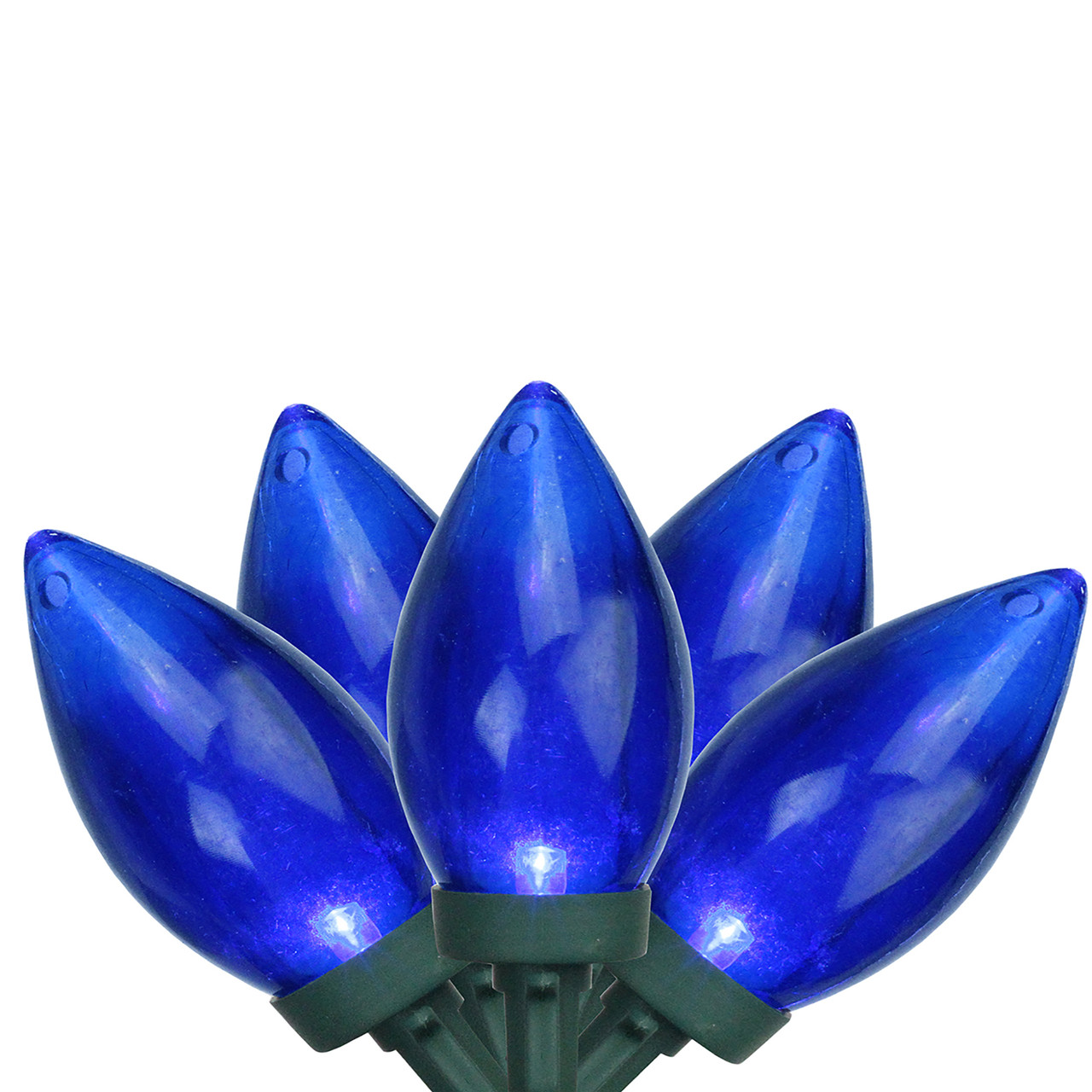 25ct Blue LED C9 String Christmas Lights, 16ft Green Wire Christmas