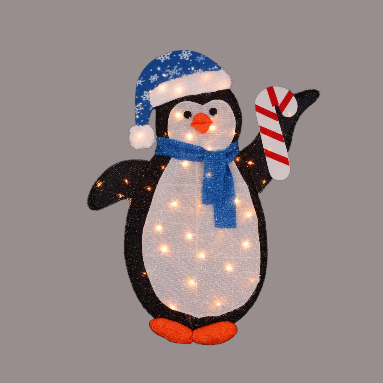 42” PreLit Penguin with Candy Cane Christmas Winter