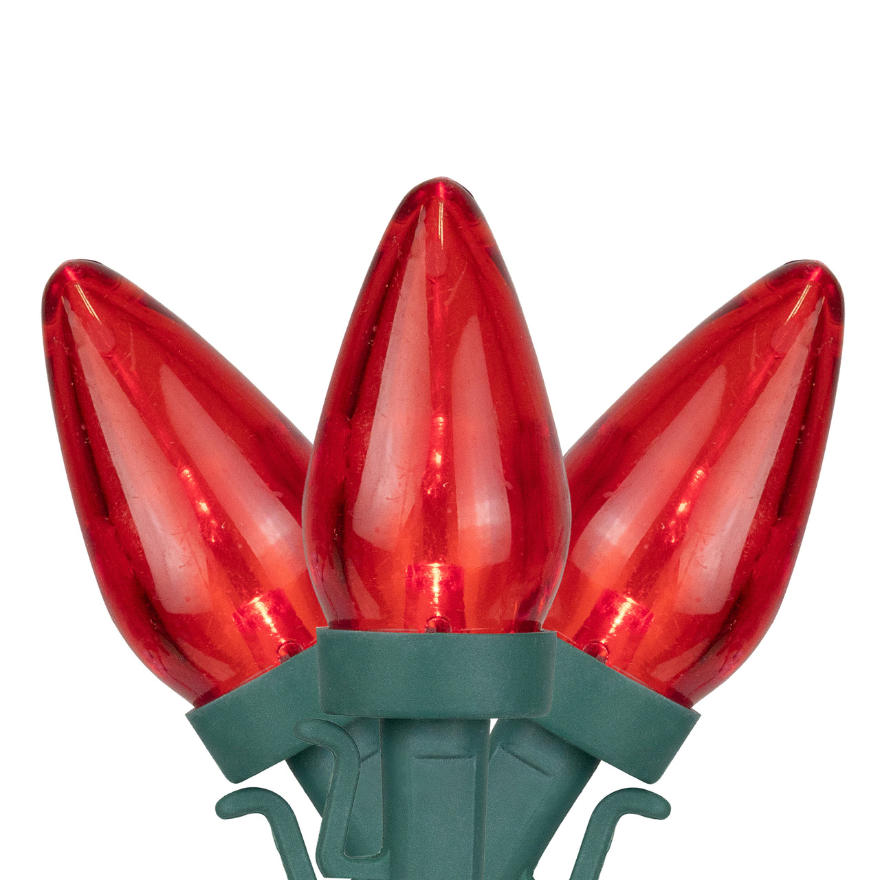 25Count Red LED C7 Christmas Lights Set, 16 ft Green Wire Christmas