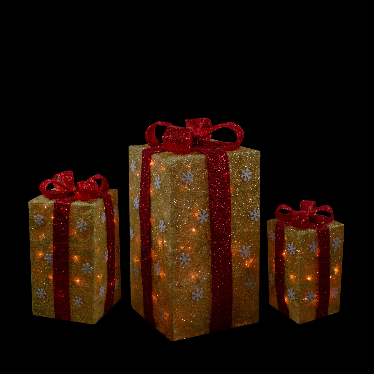 Set of 3 Lighted Green Gift Boxes with Red Bows Outdoor Christmas  Decorations 10