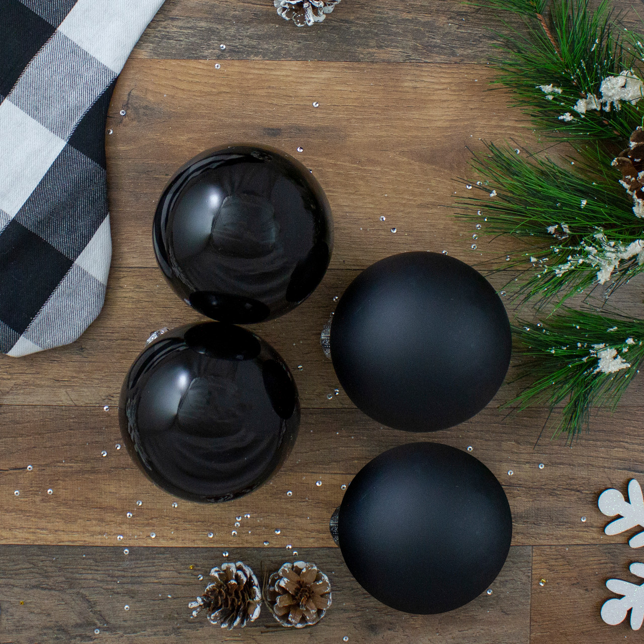Northlight 4ct Black Glass Matte Christmas Ball Ornaments 4.75 (120mm)