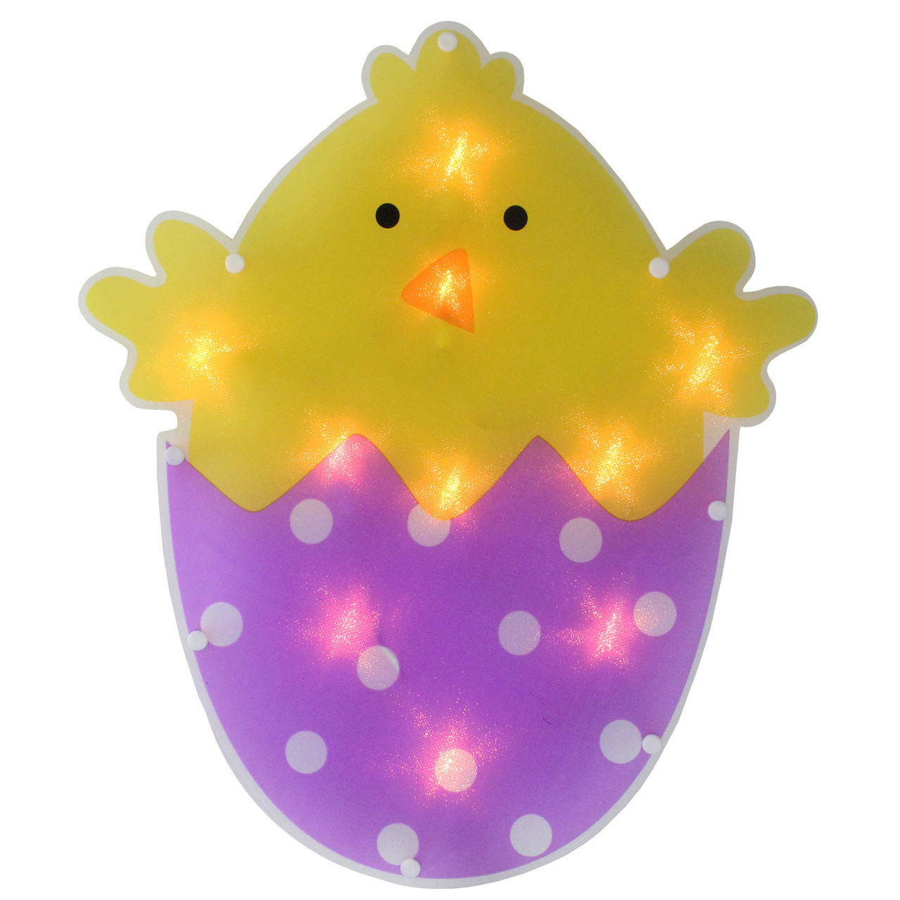 13.75" Lighted Easter Chick in Egg Window Silhouette Decoration
