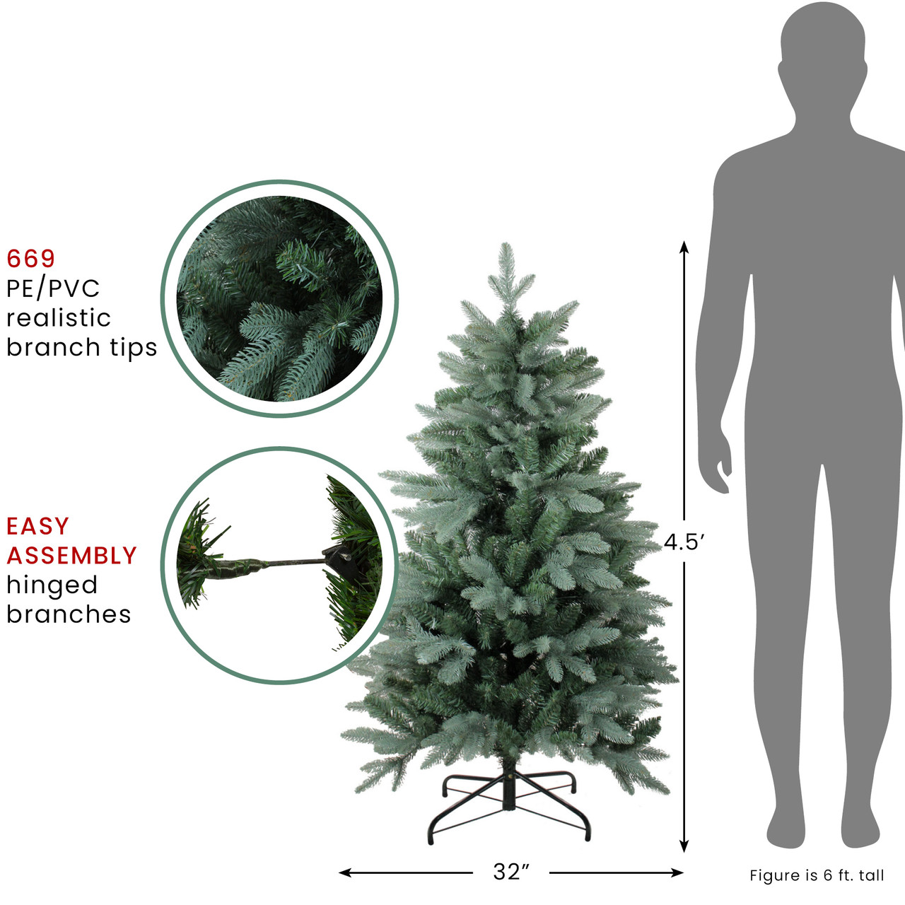 Real Touch™️ Slim Washington Frasier Fir Artificial Christmas Tree ...