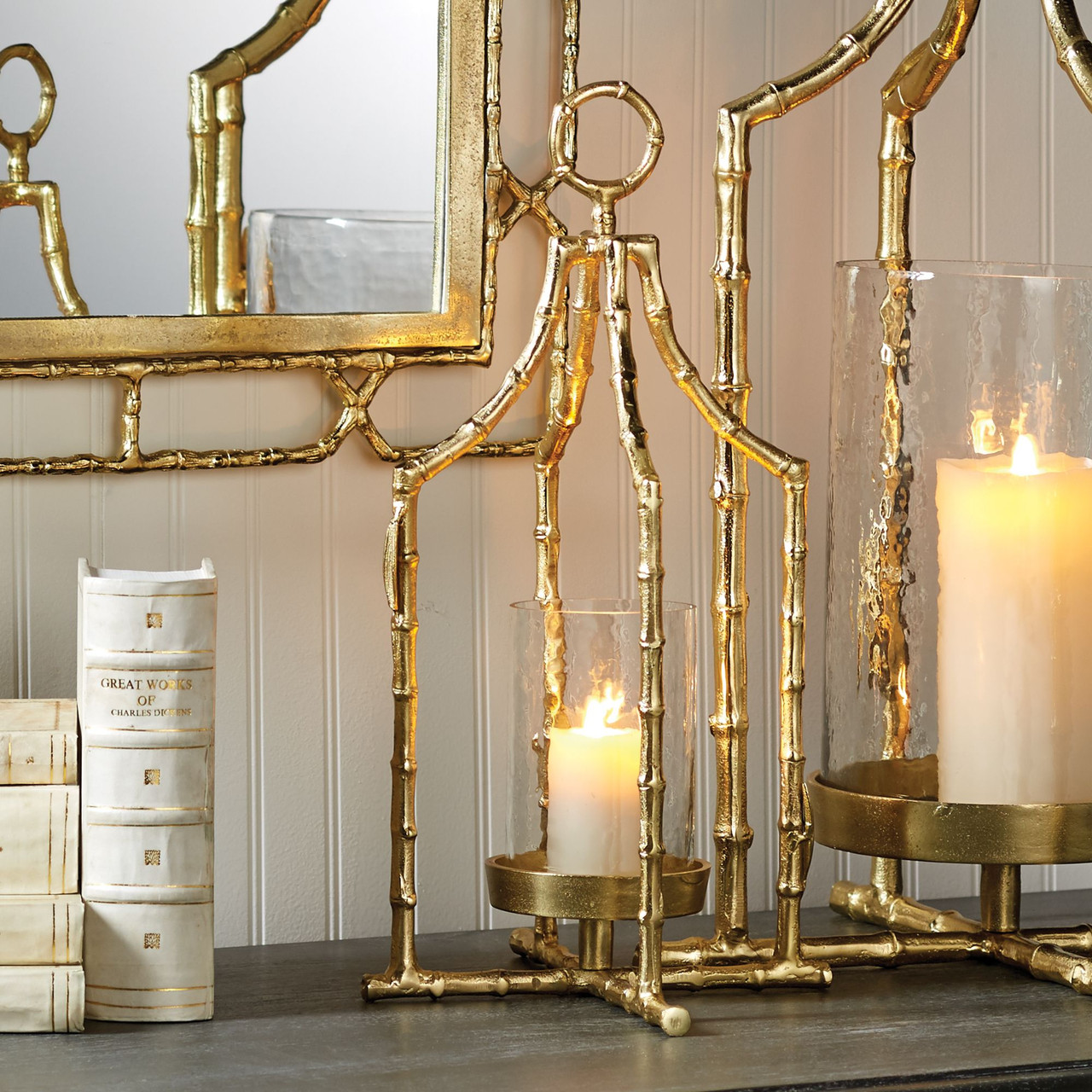 Bamboo Stem Hanging Pillar Candle Lantern - 19