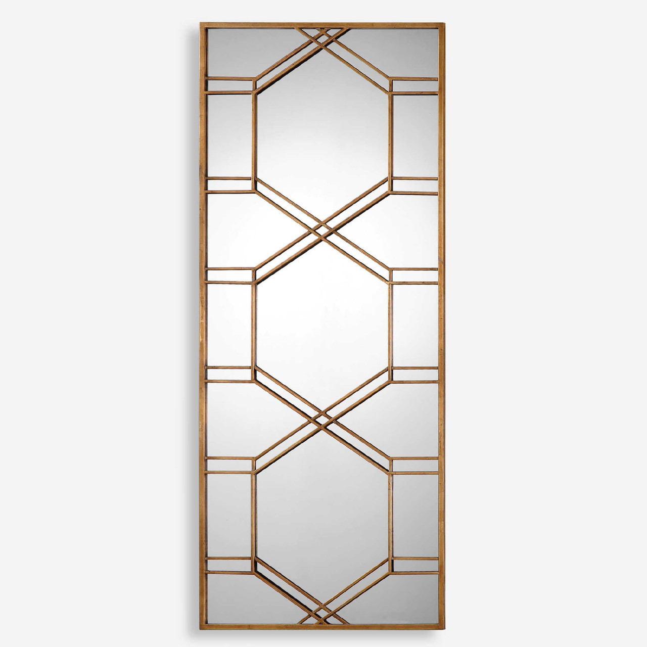 5 75 Decorative Rectangular Wall Mirror With Narrow Metal Antique Gold Leaf Frame Christmas Central