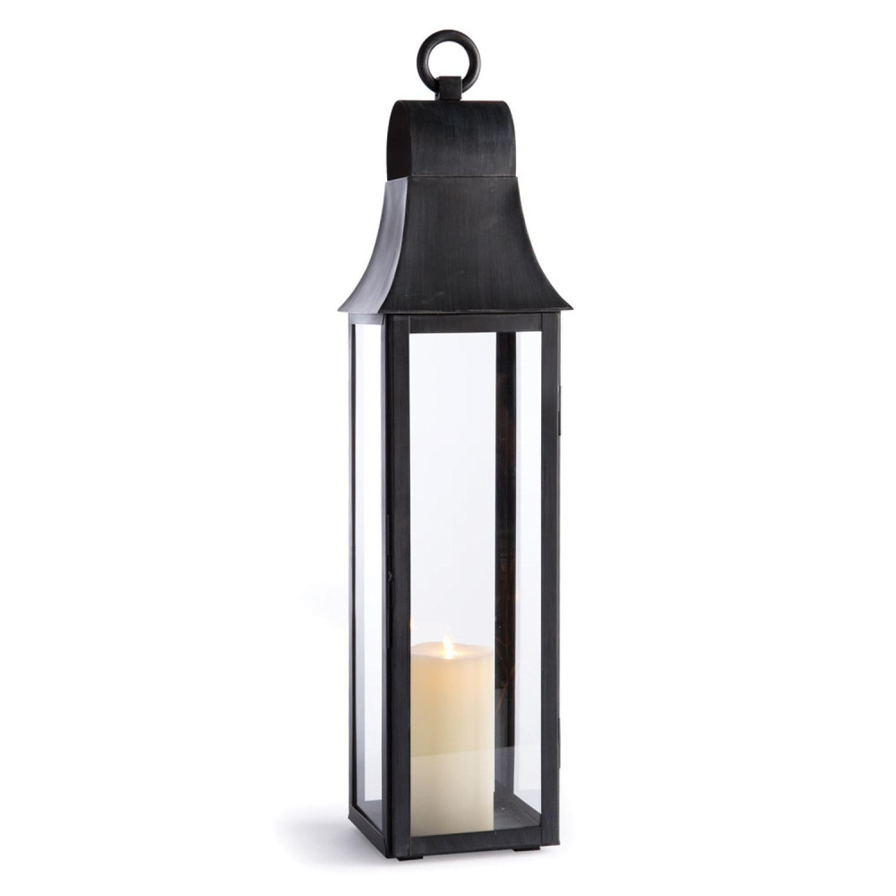 33 Washed Black Stainless Steel Outdoor Candle Lantern