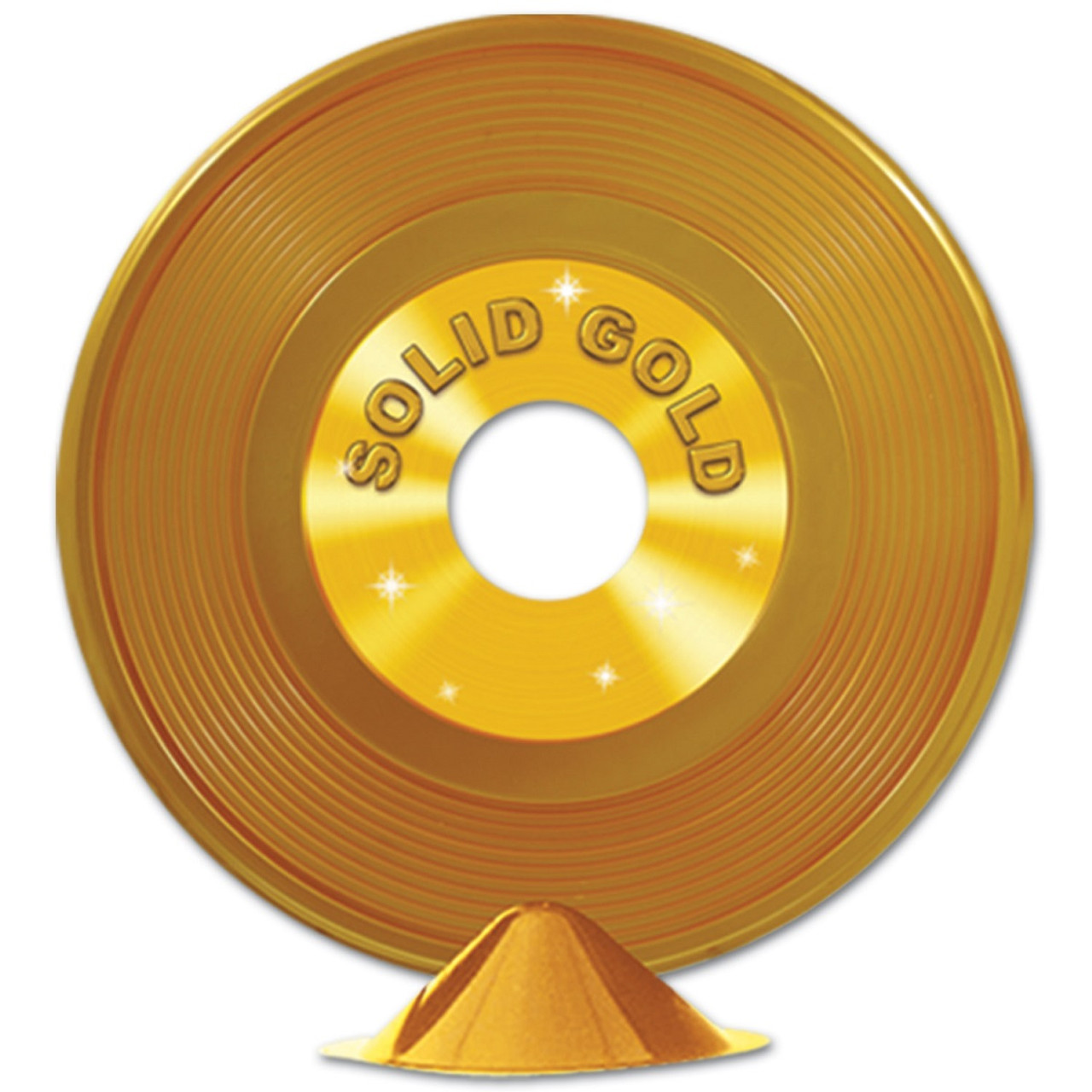 Club Pack Of 12 Gold 50 S Rock Roll Plastic Record Centerpiece