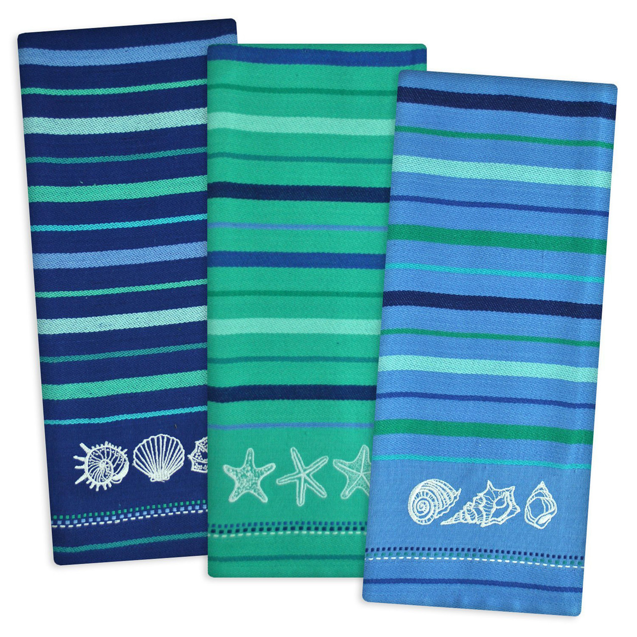 Set of 5 Assorted Stonewash Blue & White Everyday Dish Towel, 28