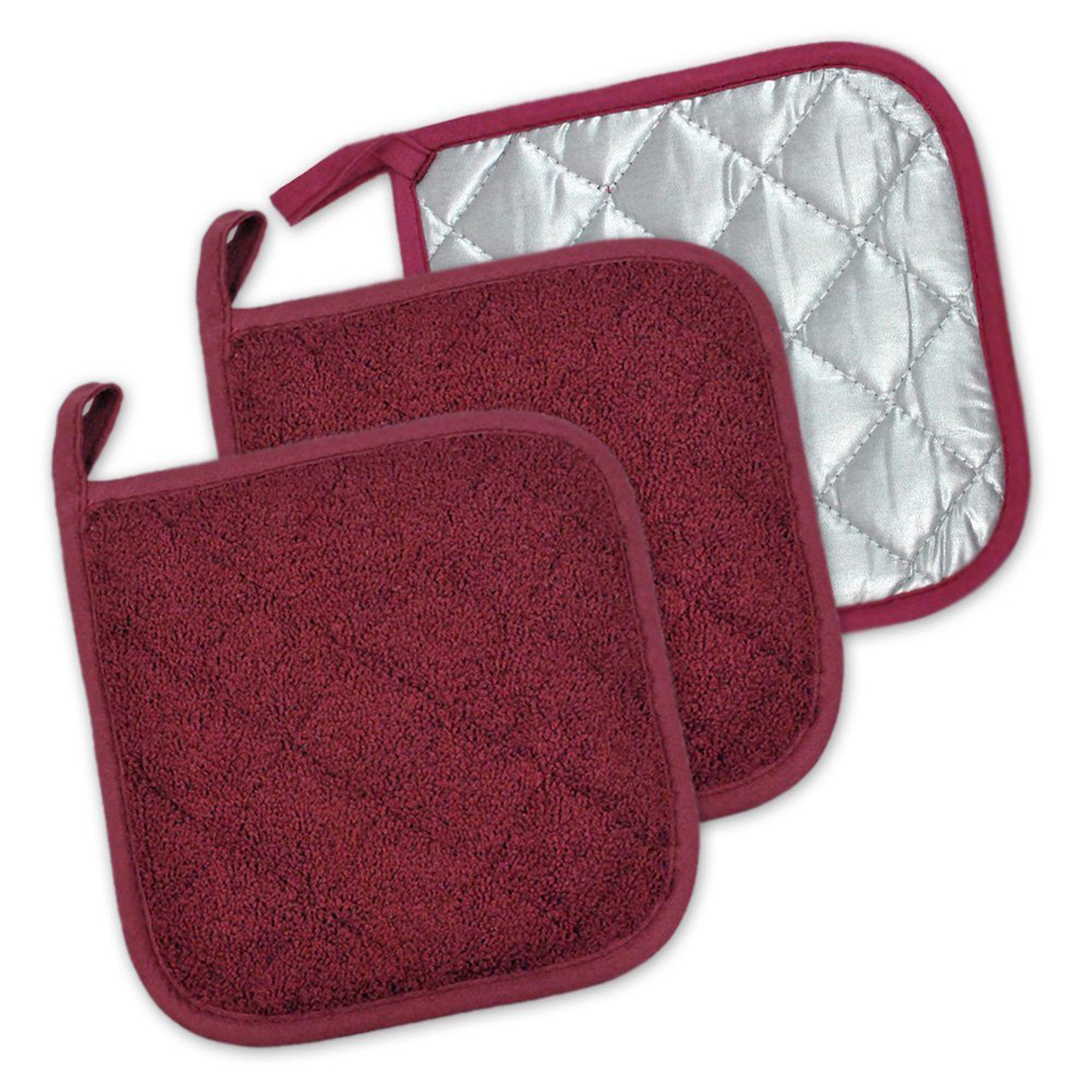 Pot Holder Set, 3 Piece Set Of Heat Resistant Quilted Cotton Pot