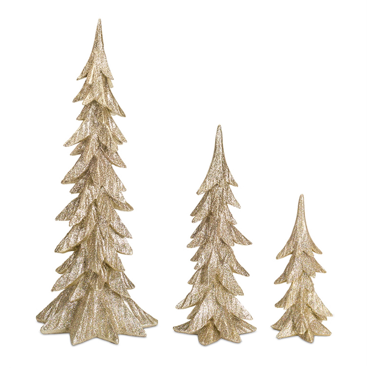 Set Of 3 Glittering Gold White Christmas Trees Table Top Decoration 255 Christmas Central