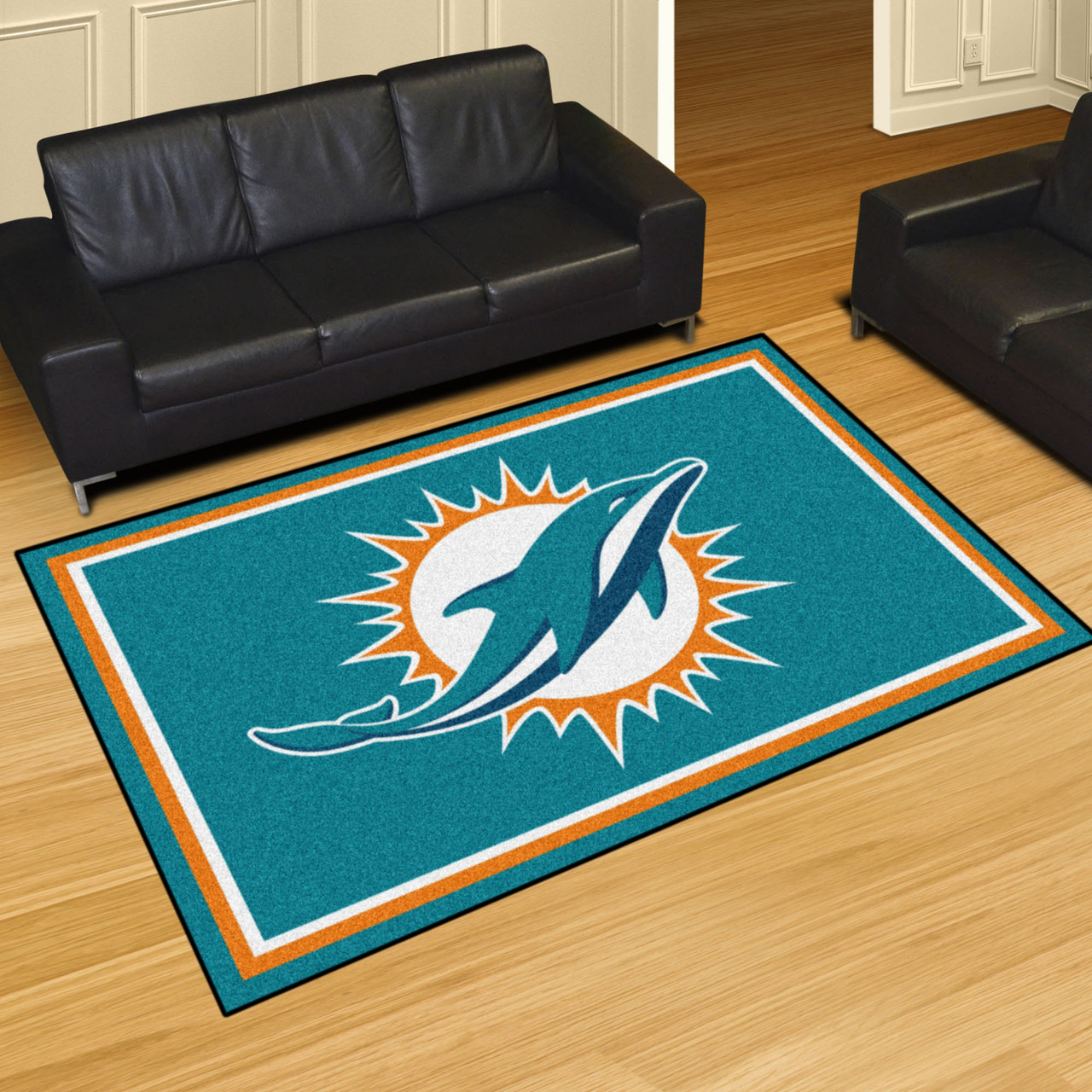 4.9' x 7.3' Blue & White NFL Miami Dolphins Ultra Plush