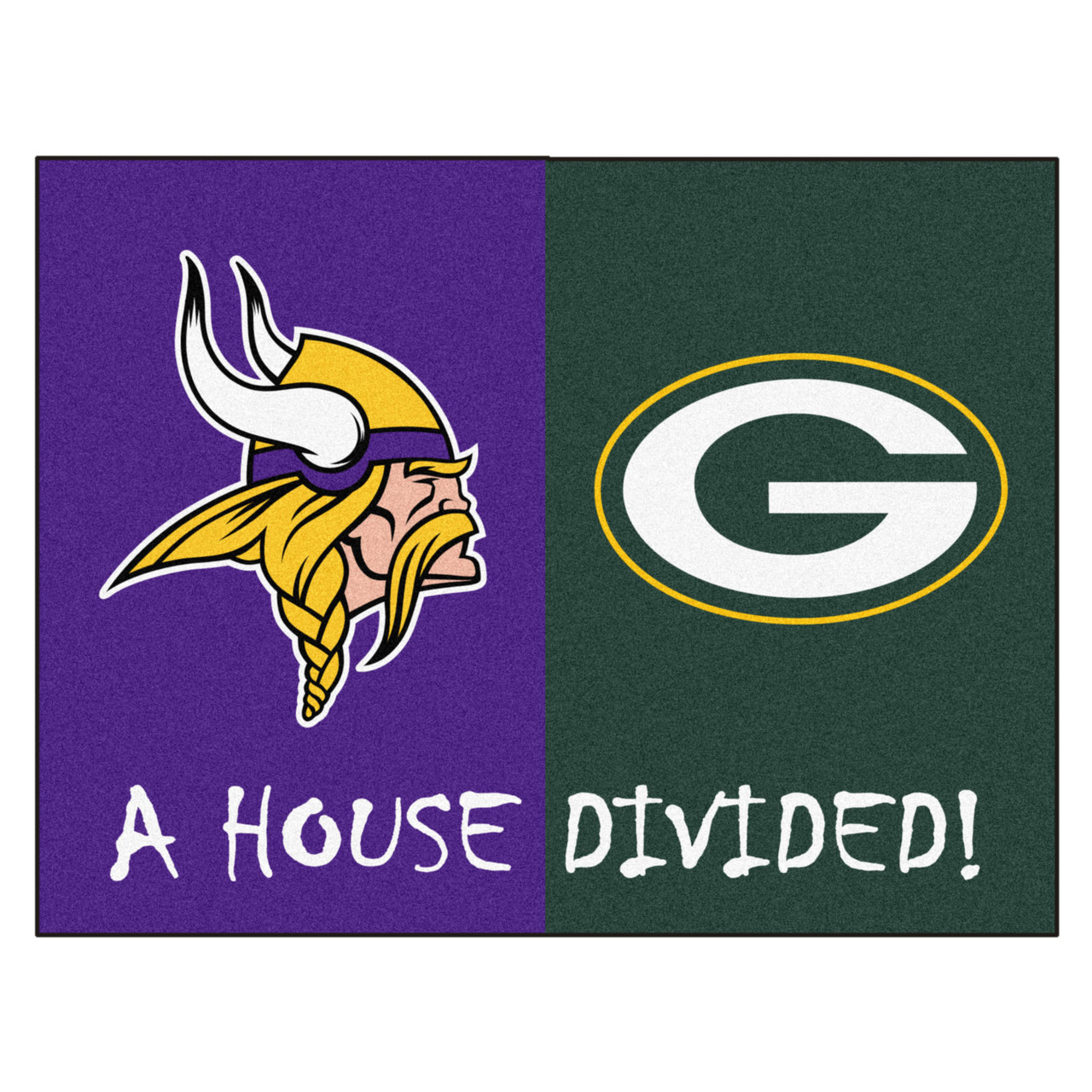 Team Sports America House Divided NFL Flag - Packers Vs Vikings Embossed Suede Garden Flag