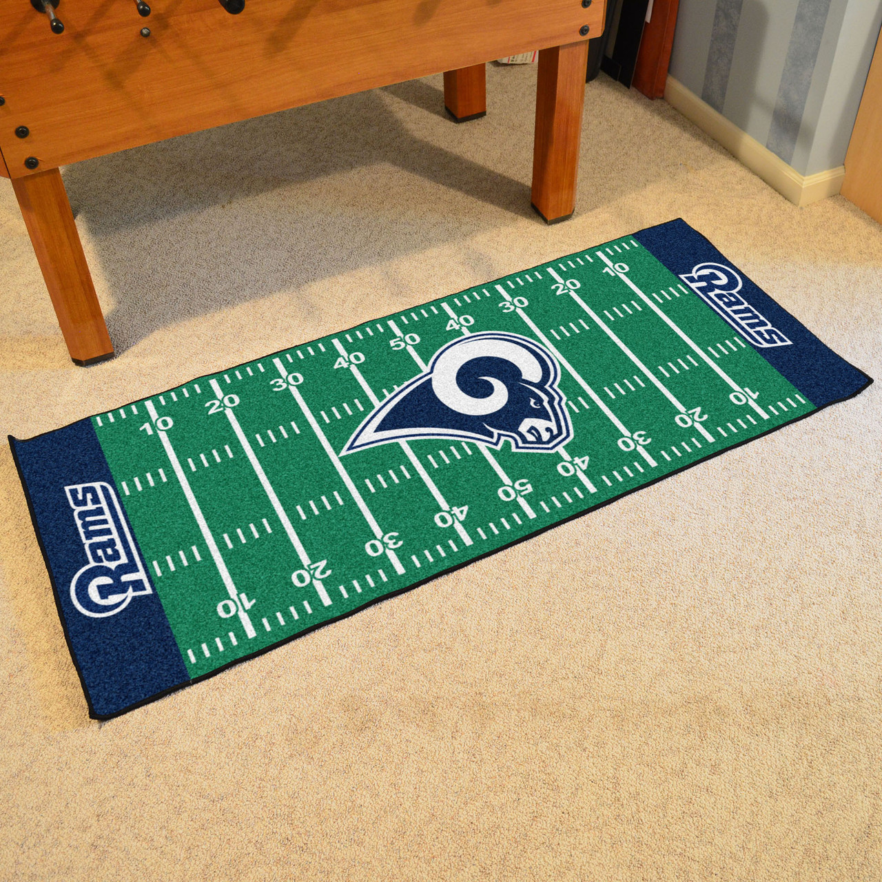 NFL Los Angeles Rams Football Field Runner Mat Rug | Christmas Central