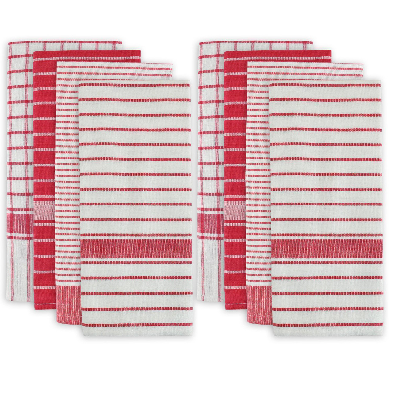Set of 8 Red & White Striped Rectangular Dish Towels 28
