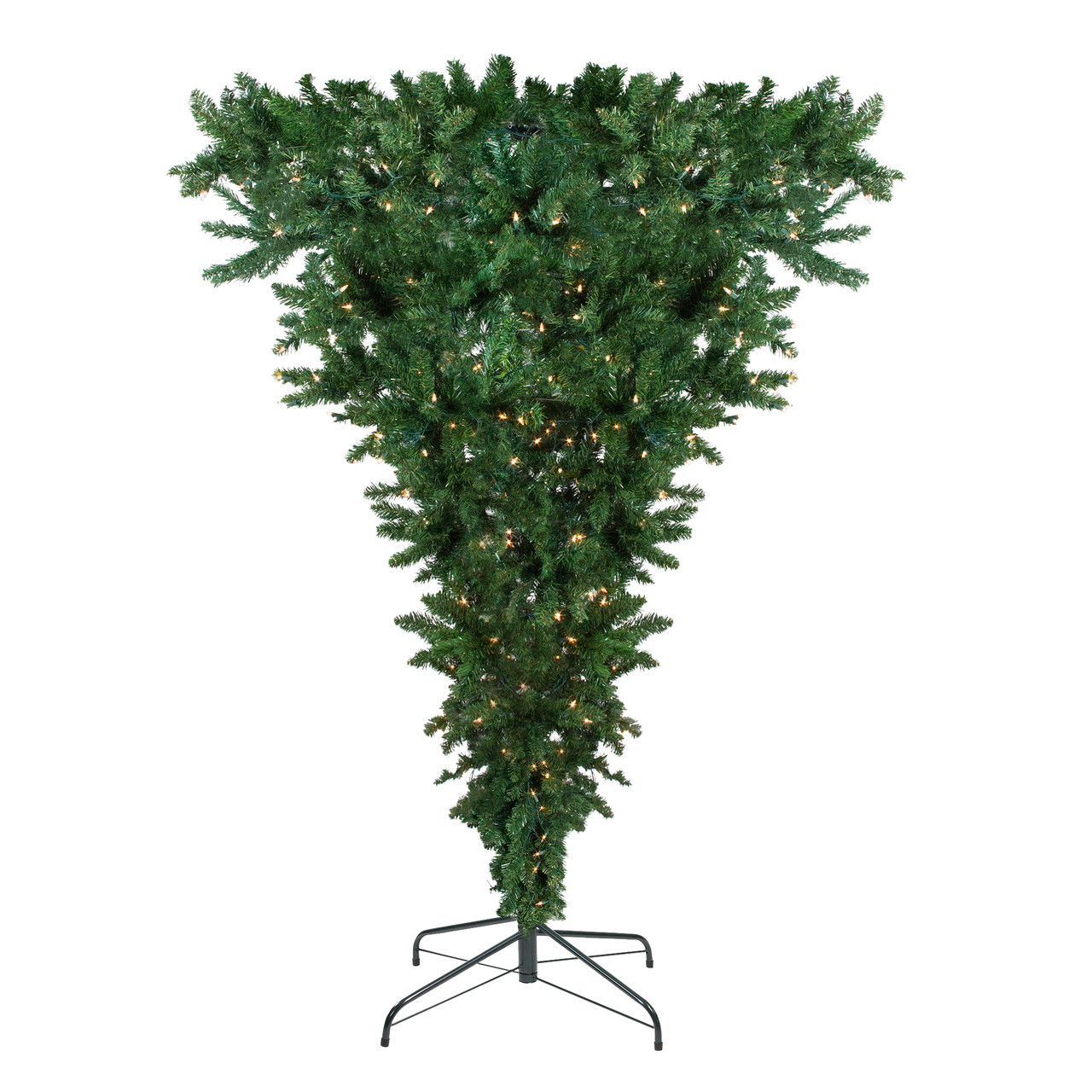 7.5' PreLit Green Spruce Artificial Upside Down Christmas Tree Clear