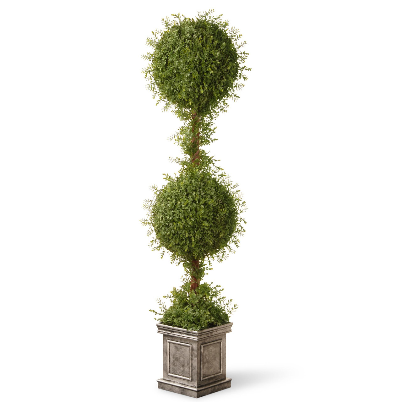 60 Potted Artificial Silver Mini Tea Leaf Ball Topiary