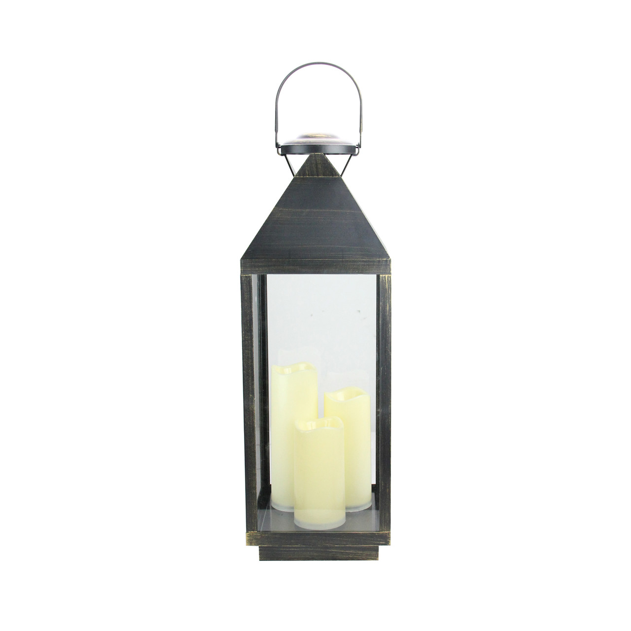 Large Wooden Battery Operated LED Flameless Candle Lantern For
