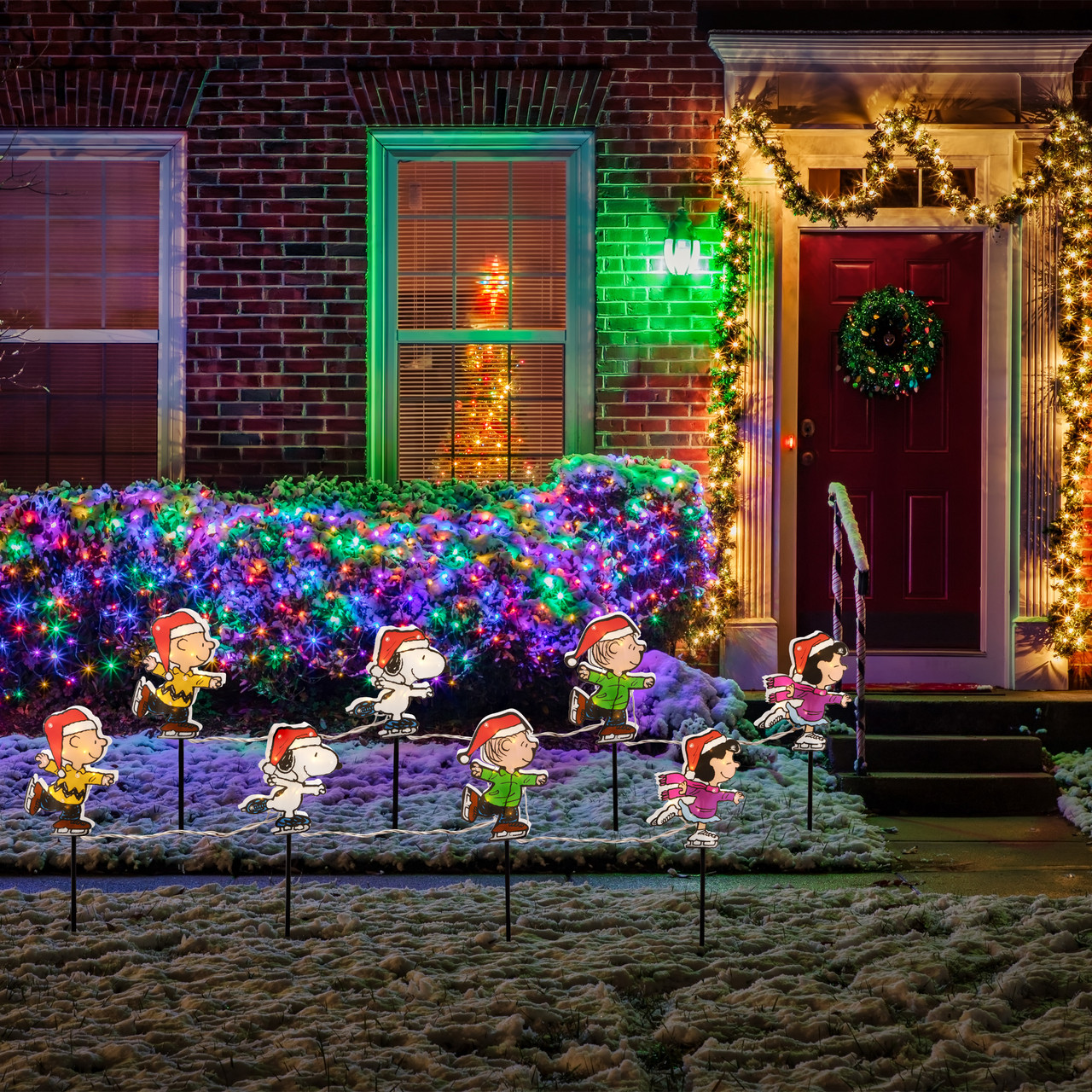 Lighted Snoopy & Peanuts Ice Skating Christmas Pathway Markers