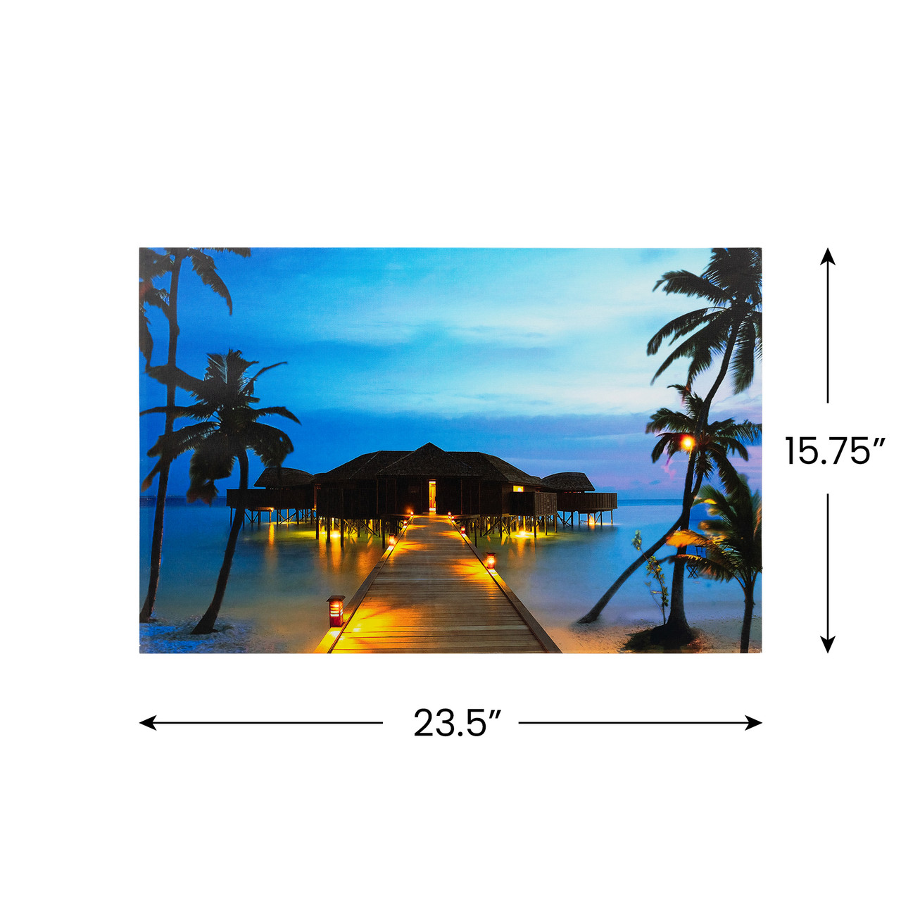LED Lighted Tropical Paradise Island Beach Scene Canvas Wall Art
