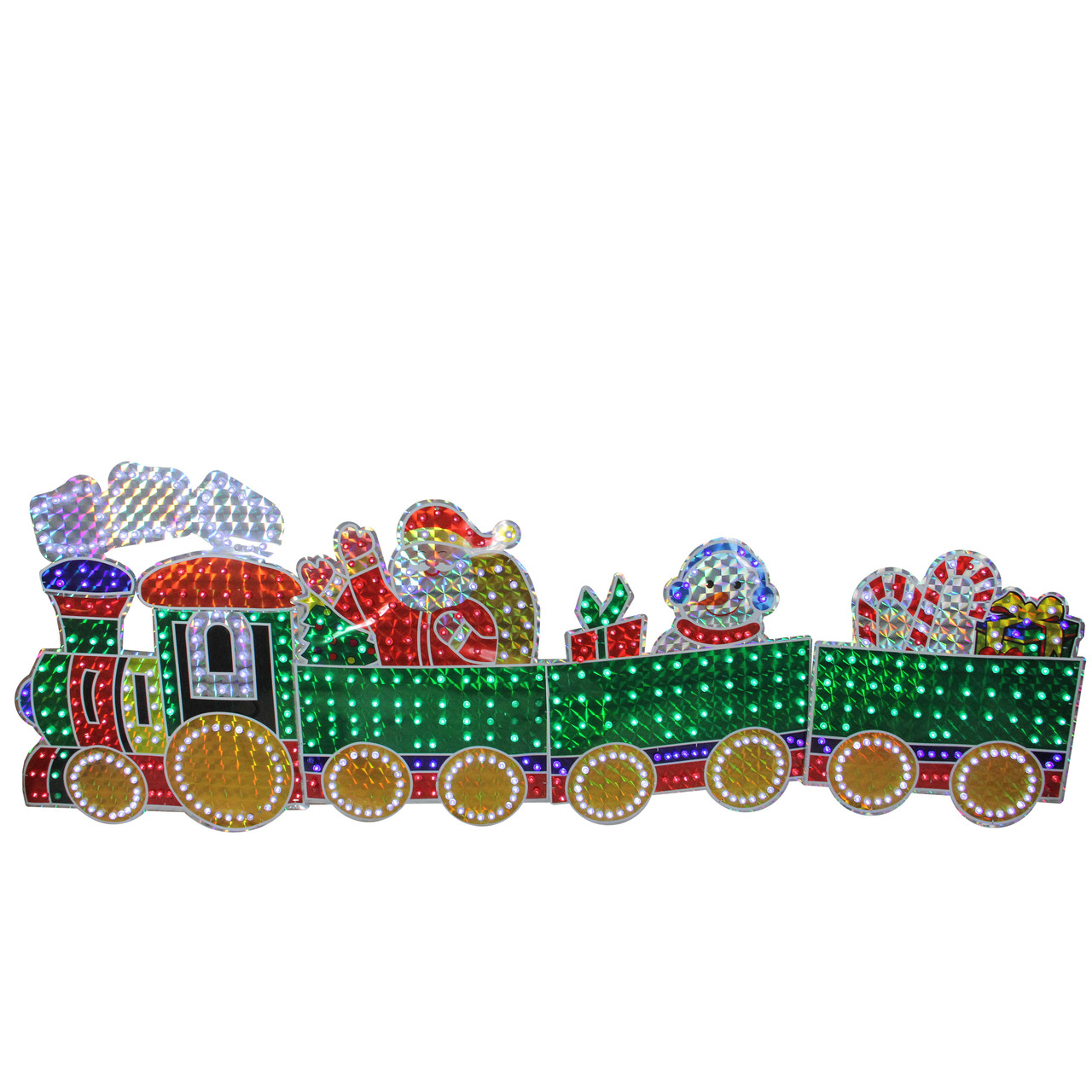 4 Piece Holographic Led Lighted Motion Train Set Outdoor Christmas